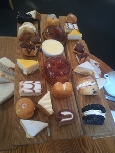 Desserts on a picnic table