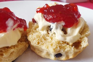 Scone with cream first