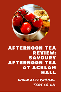 Savoury tea at Acklam Hall Pinterest image