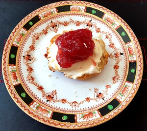 Scone with jam and cream